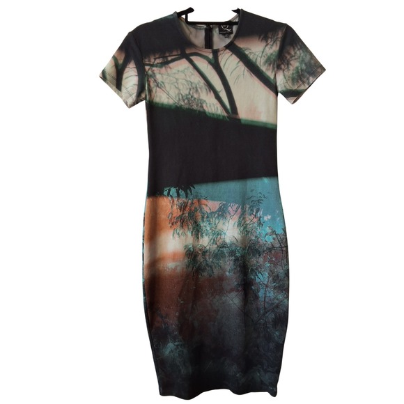Alexander McQueen S Abstact Tree Print Sheath Dress Whimsigoth Statement Piece - Picture 3 of 8